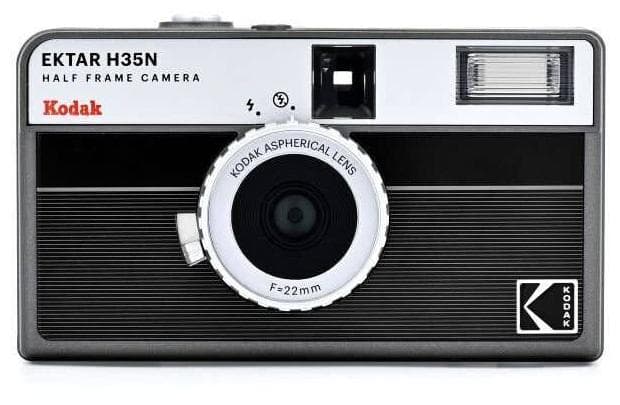 Kodak H35N Half Frame 35mm Film Camera w/Flash - Black Stripe/Silver