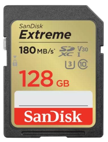 SanDisk Extreme 128GB SDXC UHS-I 180MB/s Memory Card - V30